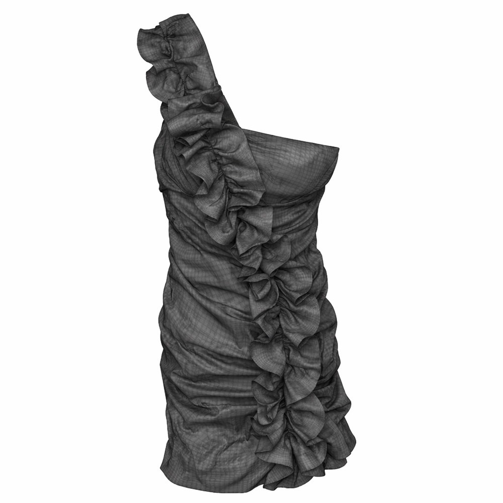 Betsy & Adam One Shoulder Ruffle Ruched Metallic Cocktail Dress Size 10